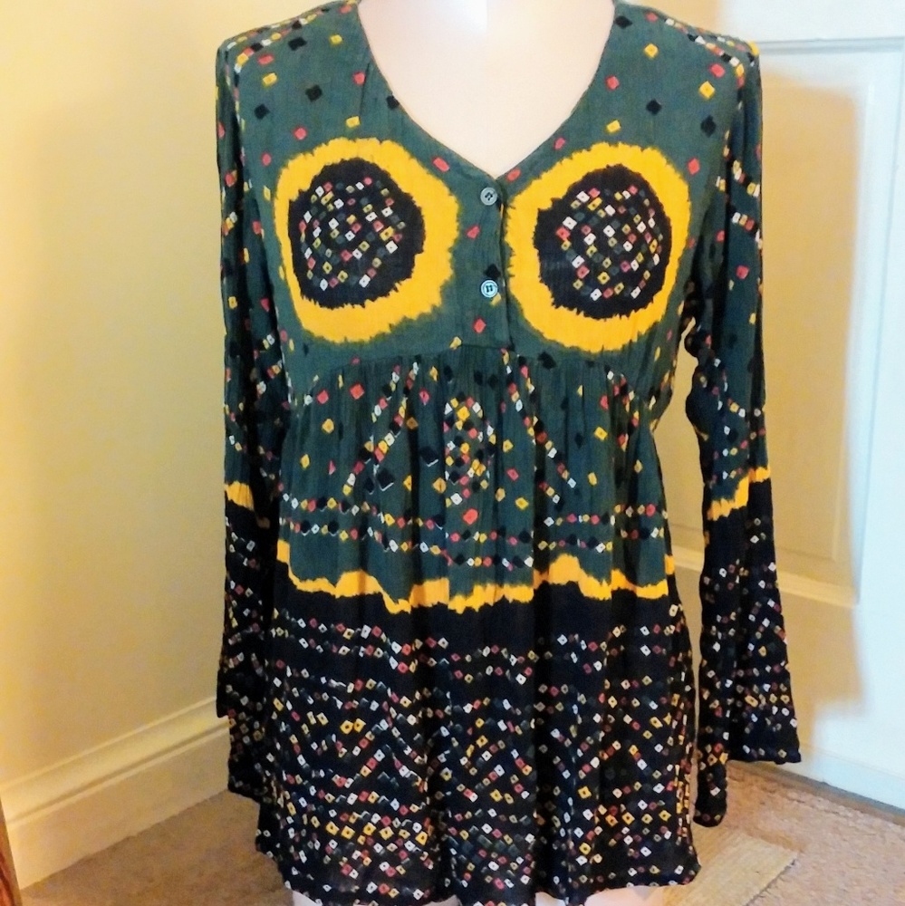 VTG Boho Sheer Classic Imports Indian Summer Top